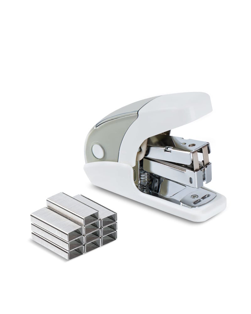 PAPERPAL Effortless Mini Stapler Set  20 Sheet Capacity  Integrated Remover & Staple Storage  Holds 1/4"" Staples  Includes 1000 Staples  Lightweight  Office  School & Daily Use  White - Image 1